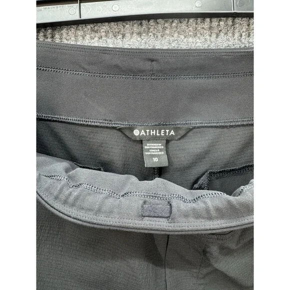 Athleta Trekkie North High Rise Jogger Pants Womens 10 Black Pull On Zip Pockets - Picture 4 of 11